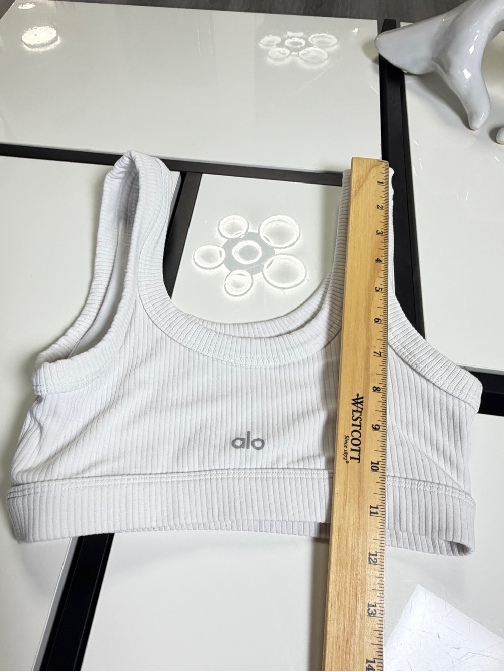 🤍 Alo Yoga Ribbed Wellness Bra - White | Size XS - Picture 8 of 10